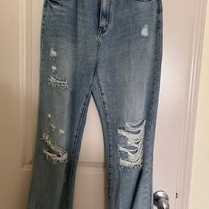 Distressed Blue Jeans